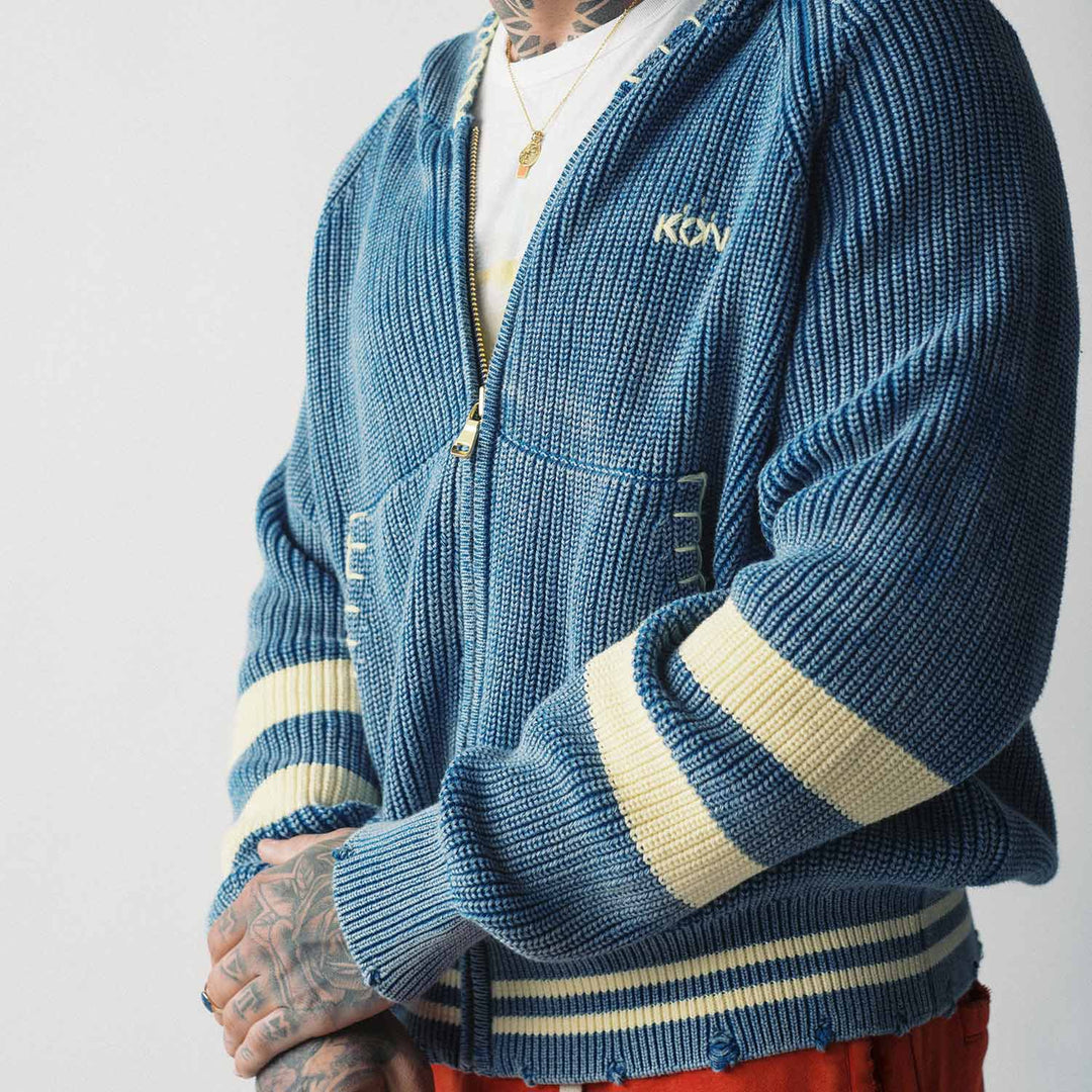 Stereo Dose' Washed Knit Zip-Hoodie – KON