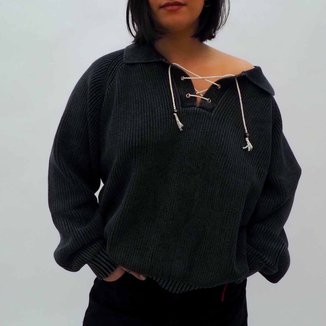 【EVCON】Jamieson's Knit Polo Black Mix Jamieson's – No Man Walks Alone