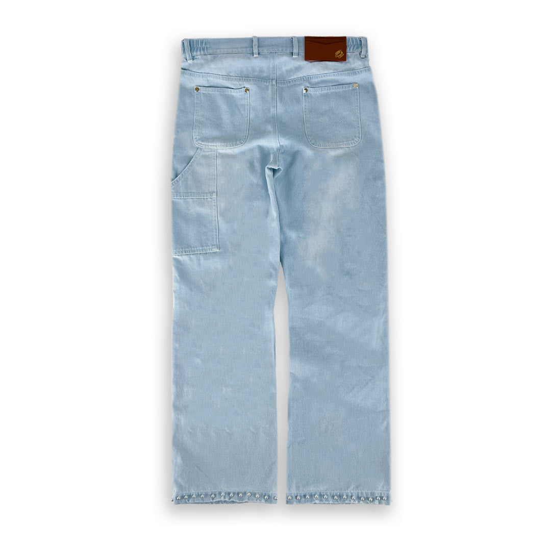 【BAON】Econde Hidden Banding Light Blue Denim Pants 8seconds Semi Wide Denim Pants Sky Blue | Wide for Women