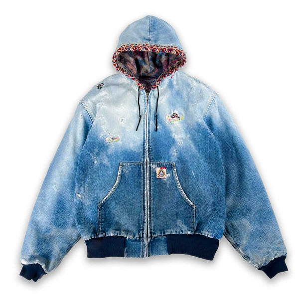 ジャケット・アウター VINTAGE zip-up denim hoodie Vintage Grunge Star Denim Zip on Hoodies for Women Men Acubi